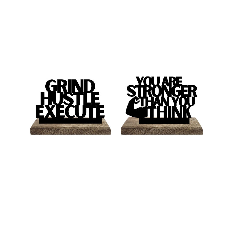 Strong Mind Bold Execution Typography Showpiece - Set Of Two media 5