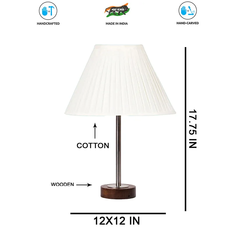 Pleatra Rodin Wooden Table Lamp - OffWhite,Silver,Brown media 7