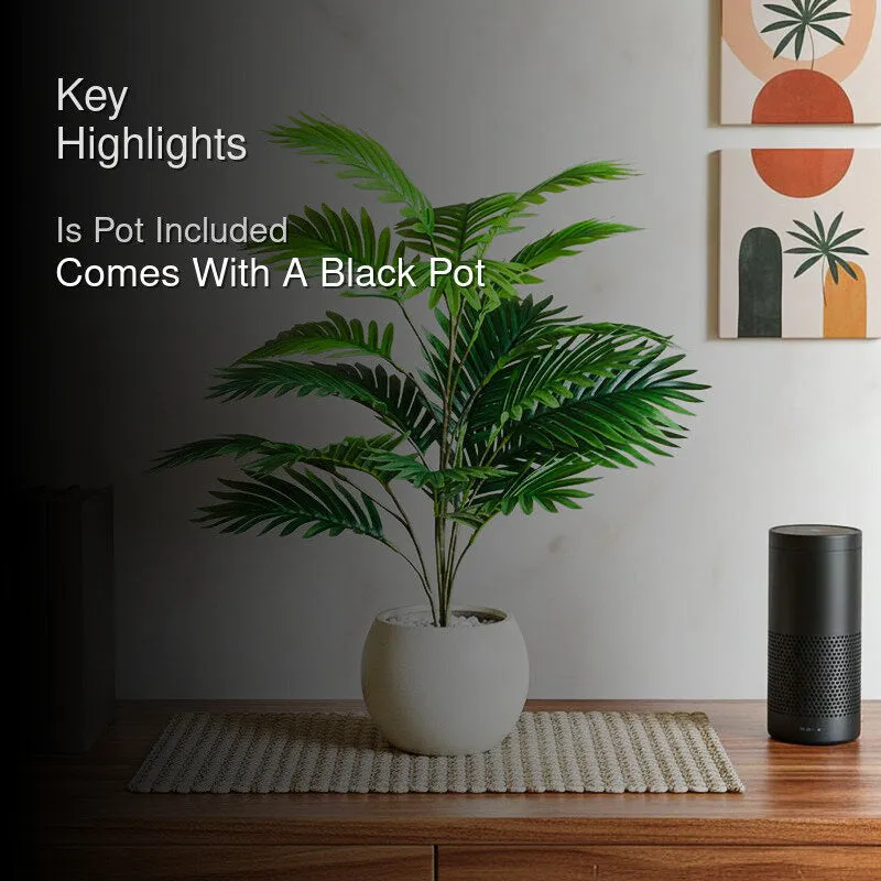 Faux Areca Palm Artificial Plant With Black Plastic Pot - 76 cm (2.5 ft) media 2