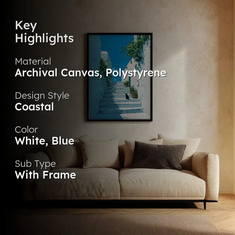 European Alley Canvas Wall Painting - Black Frame media 2