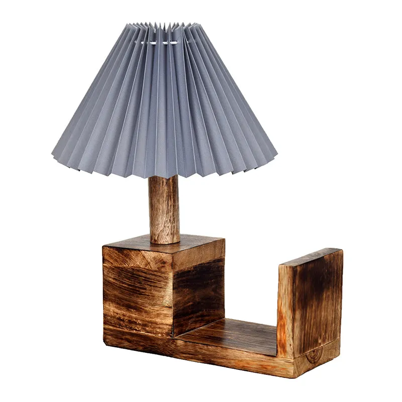 Sentry Pleated Fabric Table Lamp - Grey,Brown media 4