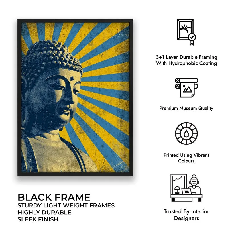 Buddha Celestial Petal II Mandala Archival Paper Wall Painting With Black Frame media 9