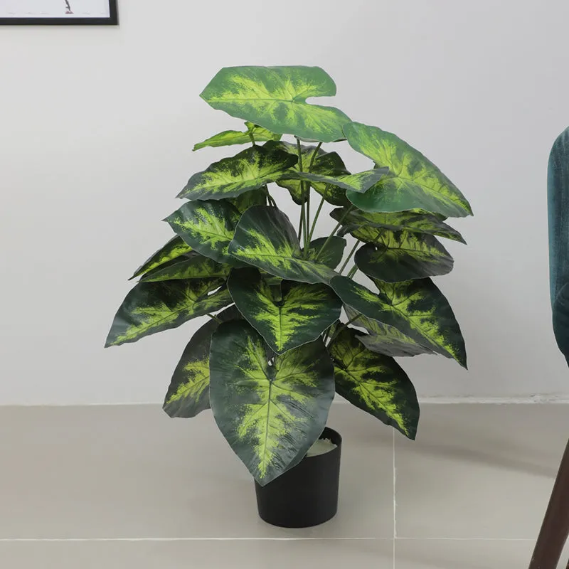 Leaflet Artificial Plant With Black Plastic Pot - 2.6 Feet media 3