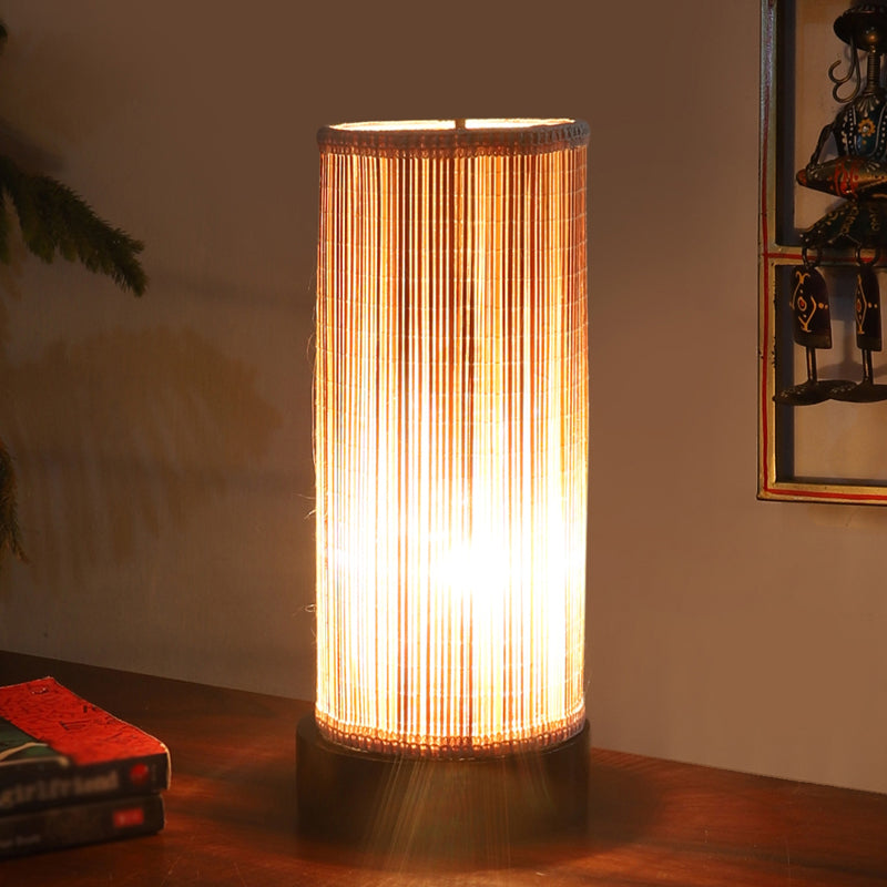 Vionelle Cylindra Curve Bamboo Table Lamp - Black