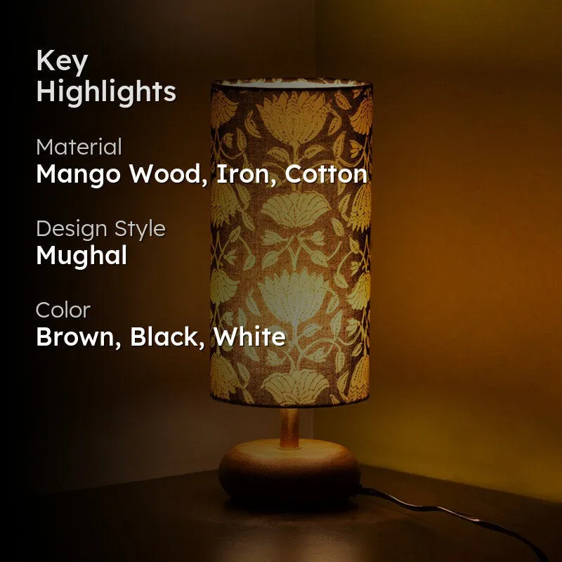 Tamalika Handcrafted Mango Wood Table Lamp - Brown media 2