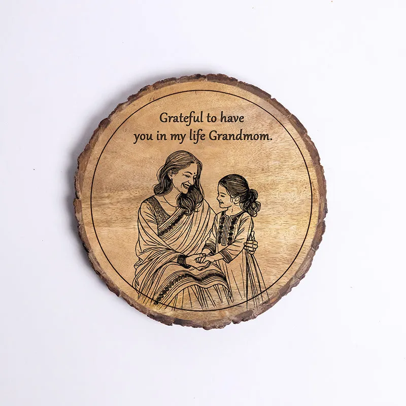 Grateful To Grandma Wood Showpiece - Round media 5