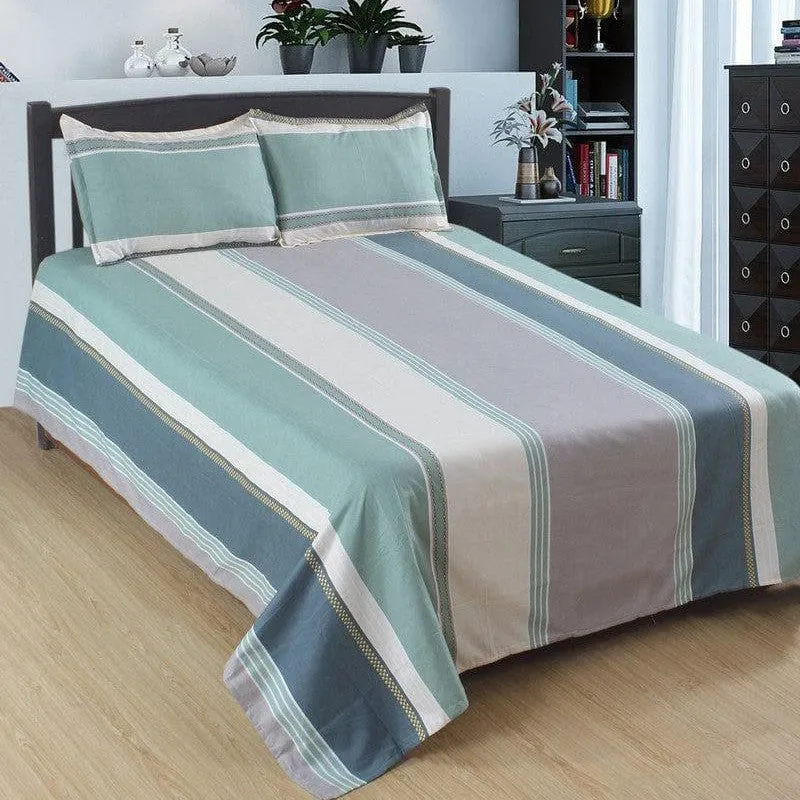 Siesta Stripes Microfiber Bedsheet (Sage Green) - 125 GSM media 1
