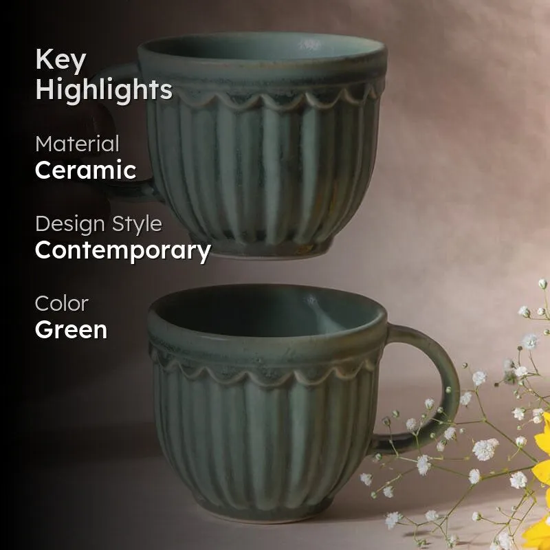 Terra Ceramic Coffee Mug (350 mL Each/Aqua) - Set of Two media 2