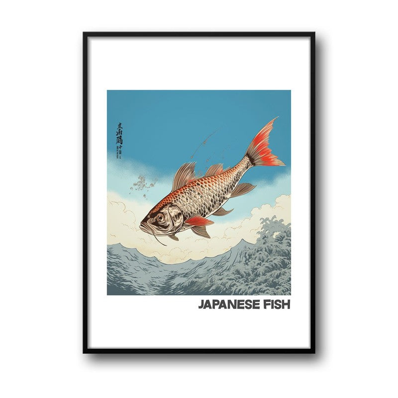 Japanese Fish Archival Canvas Wall Art - Black Frame media 5