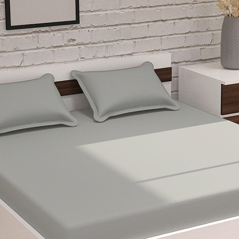 Moonweave Solid Cotton Bedsheet (Muted Grey) - 400 TC media 4