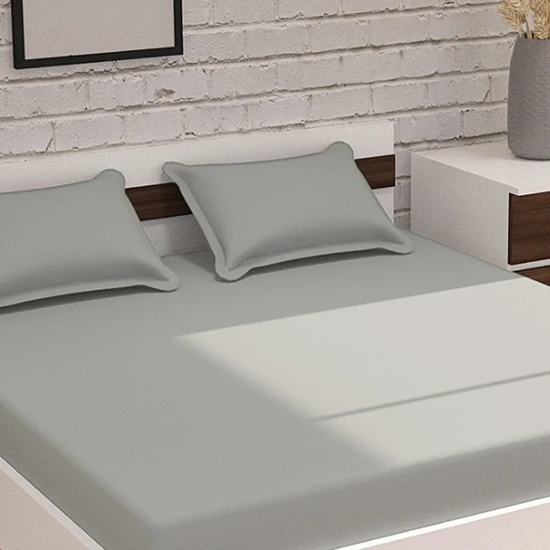 Moonweave Solid Cotton Bedsheet (Muted Grey) - 400 TC media 4
