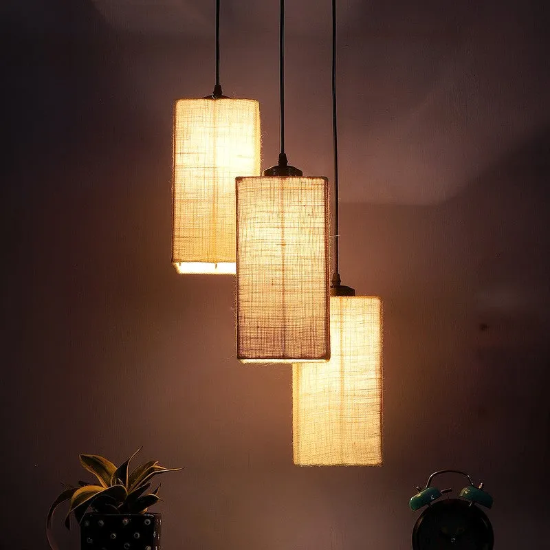 Warm Ivory Triple Metal Ceiling Lamp - Off White media 1