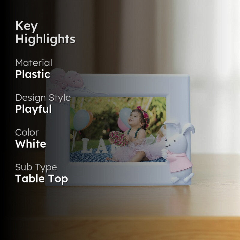 Bunny Jump Plastic Photo Frame - White media 2