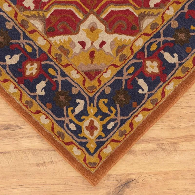 Pavati Hand Tufted Ethnic Wool & Nylon Carpet - Rust Red media 5