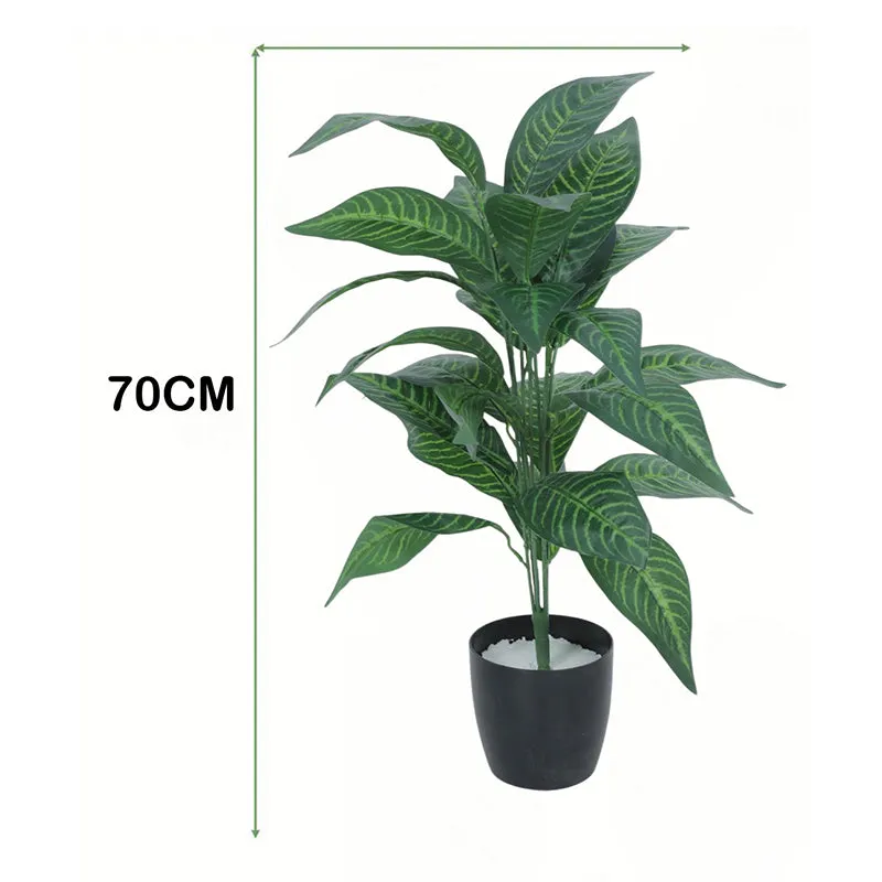 Amazonia Artificial Green Croton Plant With Black Plastic Pot - 2.3 Feet media 6