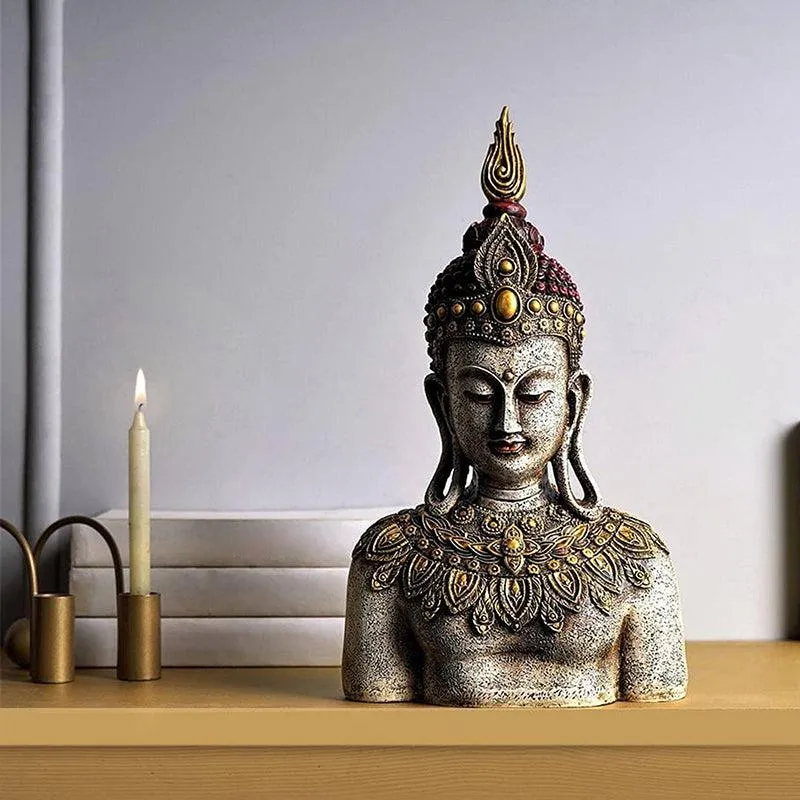Jewelled Buddha Painted Resin Showpiece media 6