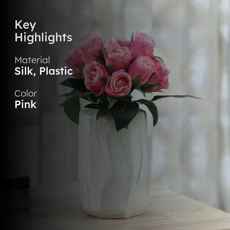 Faux Rose Flower Bunch - Light Pink media 2