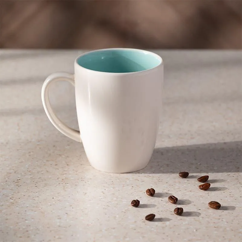 Wabi Porcelain Coffee Mug (295 mL) - Aqua,White | Vaaree