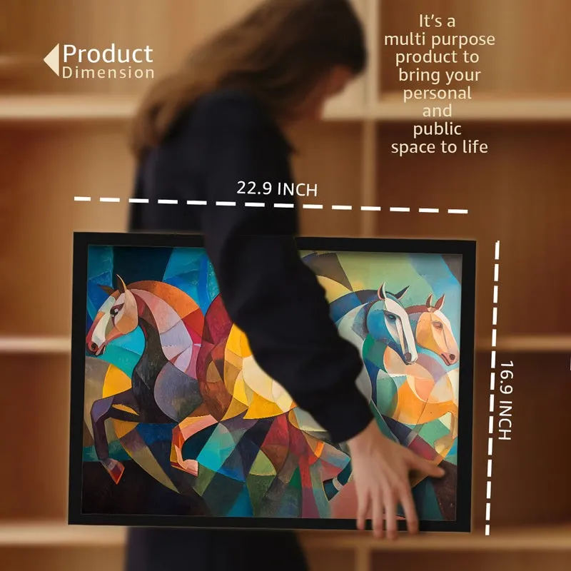 Cubist Stallions Wall Art With Frame media 8