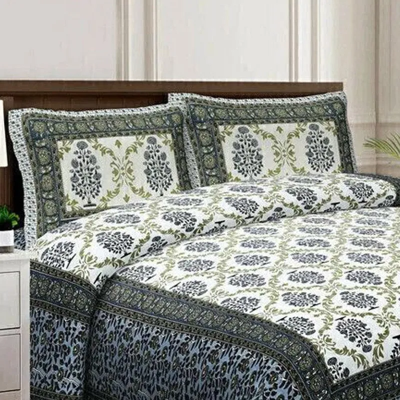 Floraa Cotton Bedsheet (Grey,White) - 240 TC media 4