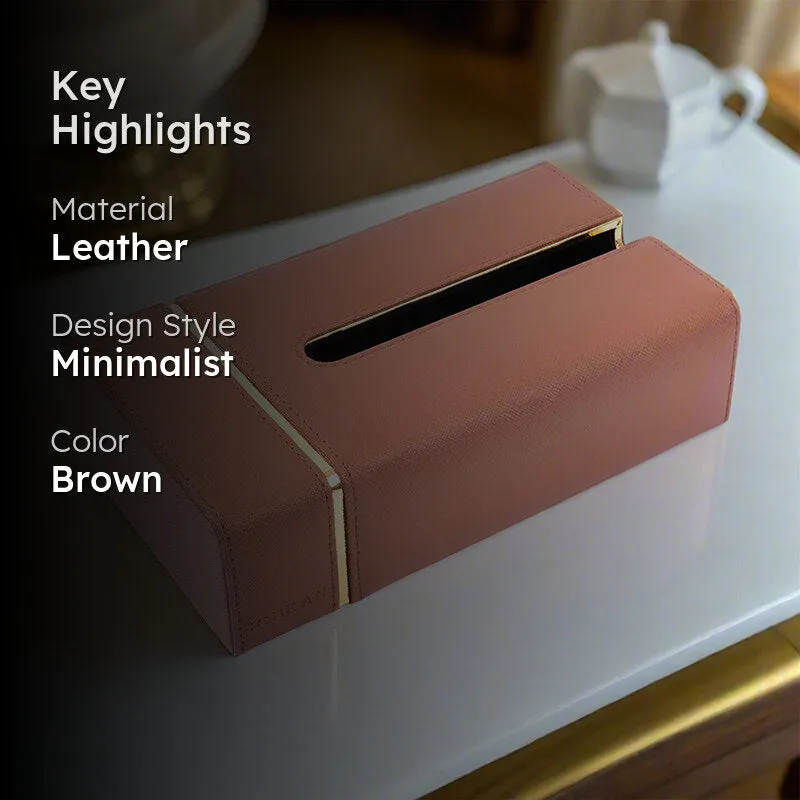 Ceastra Faux Leather Tissue Holder - Brown media 2