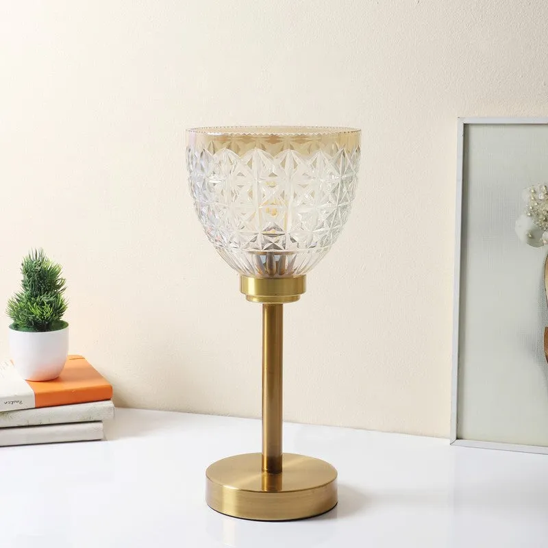 Cindrel Elegant Mild Steel Table Lamp - Gold,Transparent media 4