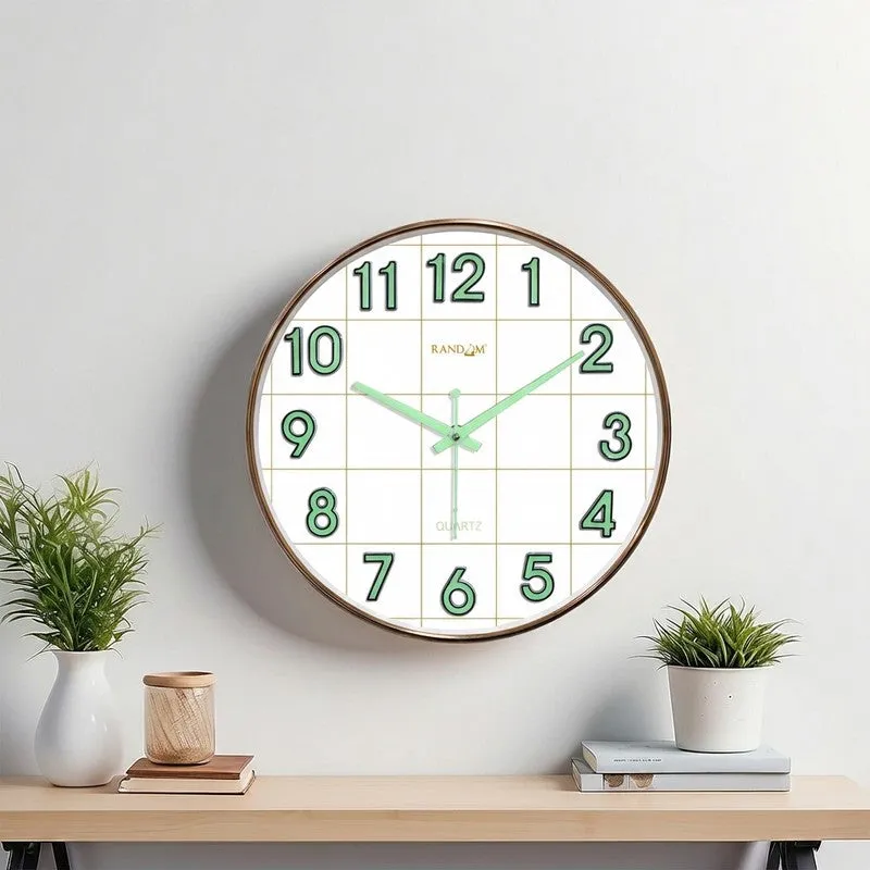 Opulent Analog Plastic Wall Clock - Gold & Green media 1