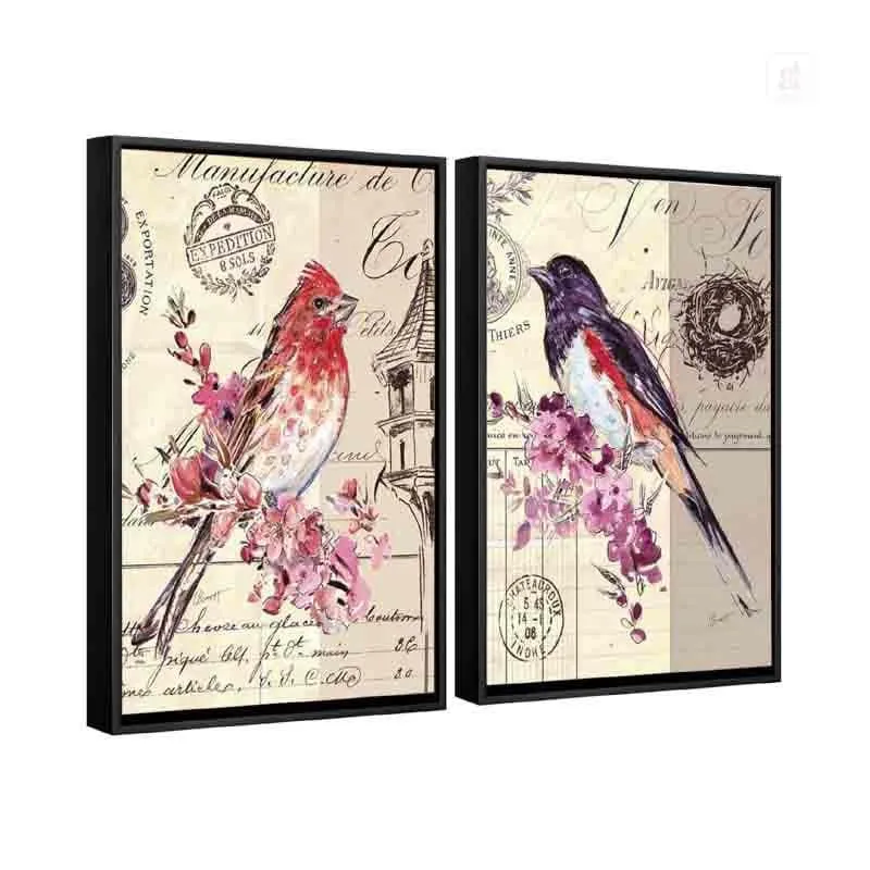 Splattered Blue Birds Canvas Wall Art - Set Of Two media 4
