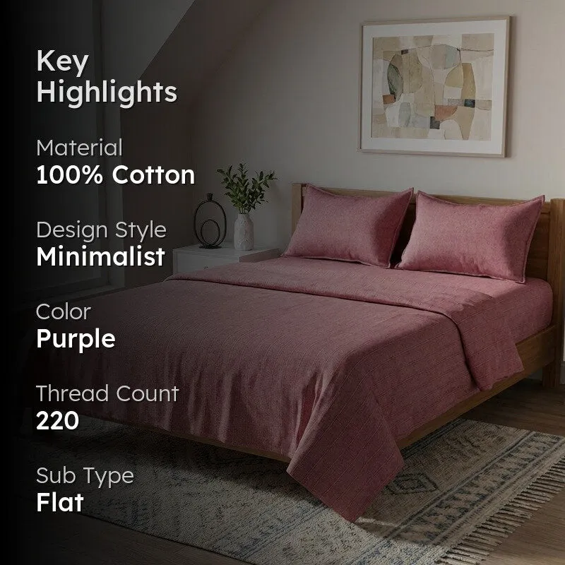 Serene Spread Cotton Bedsheet (Purple) - 220 TC media 2
