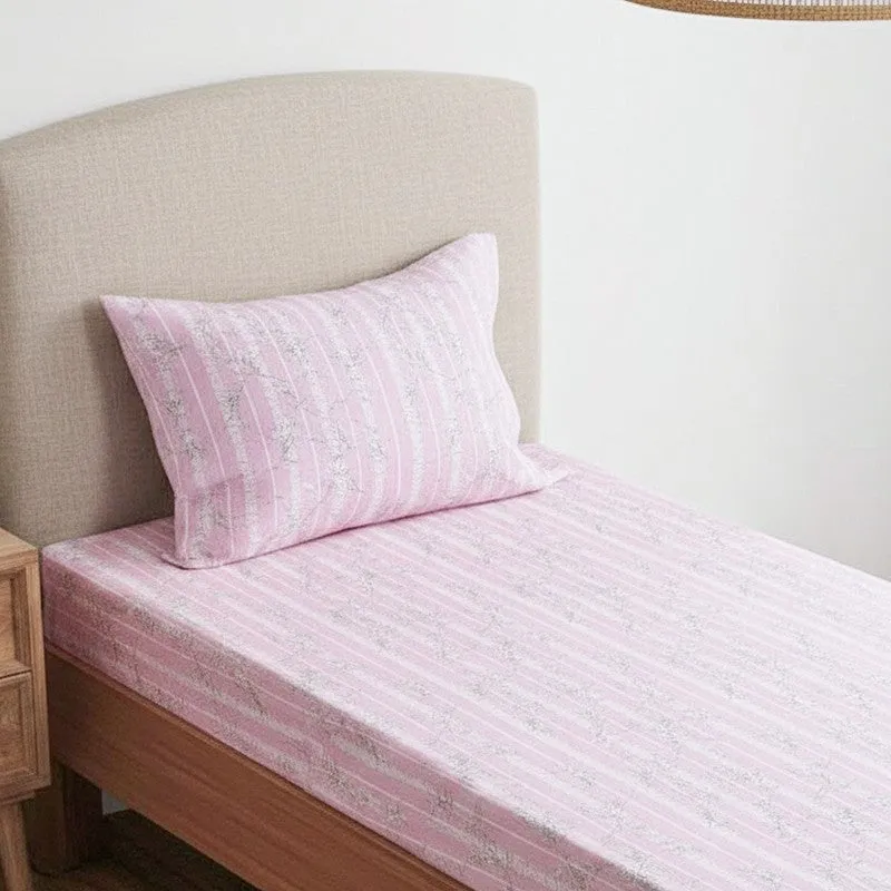 Grassy Flora Printed Cotton Bedsheet (Pink) - 200 TC media 3