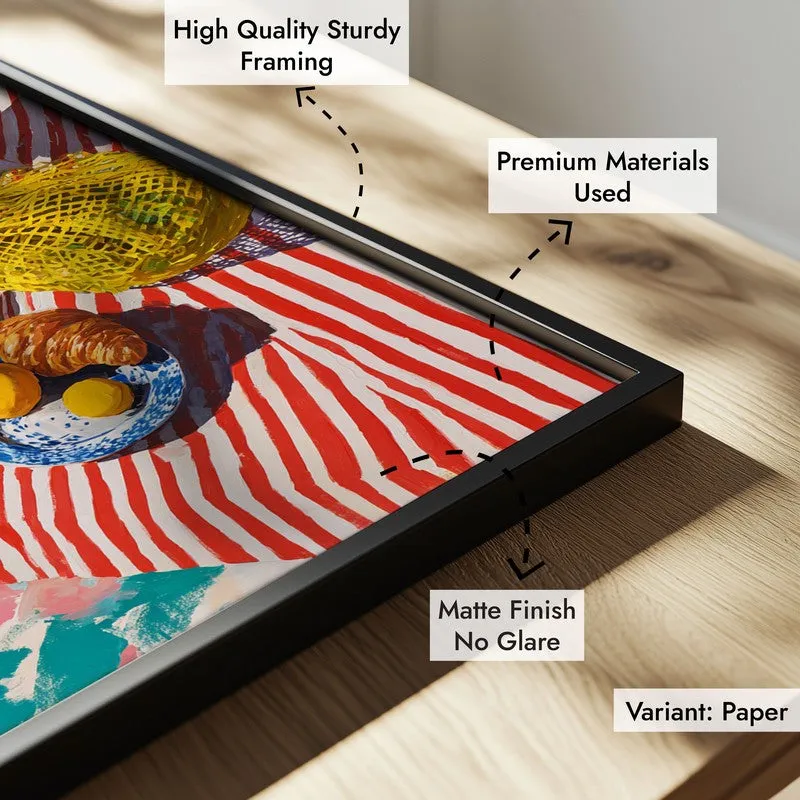 Stripe Picnic Canvas Wall Painting - Black Frame media 6
