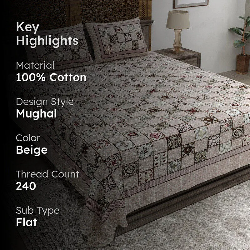 Weaveio Cotton Bedsheet (Beige) - 240 TC media 2