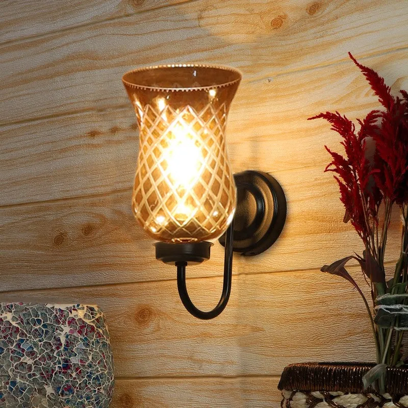 Honey Glow Arched Base Decorative Glass Wall Lamp media 4