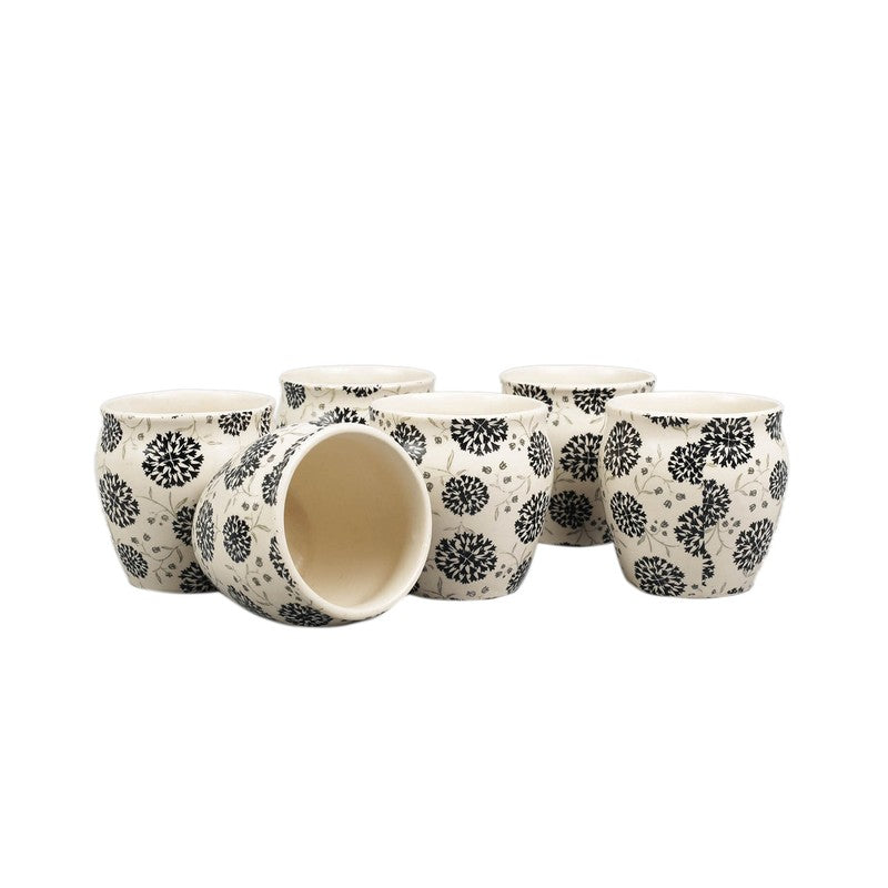 Black Mandala Pattern Stoneware Kulhad(190 ml) - Set Of Six media 6