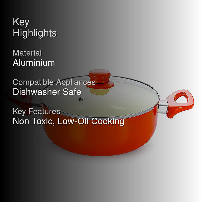Nirlon Ceramic Coating Non Stick Cooking Pot With Lid - 4200 ML media 2