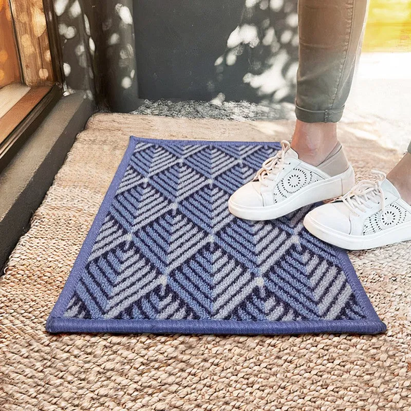 Quro Geometric Nylon Door Mats - Blue media 1