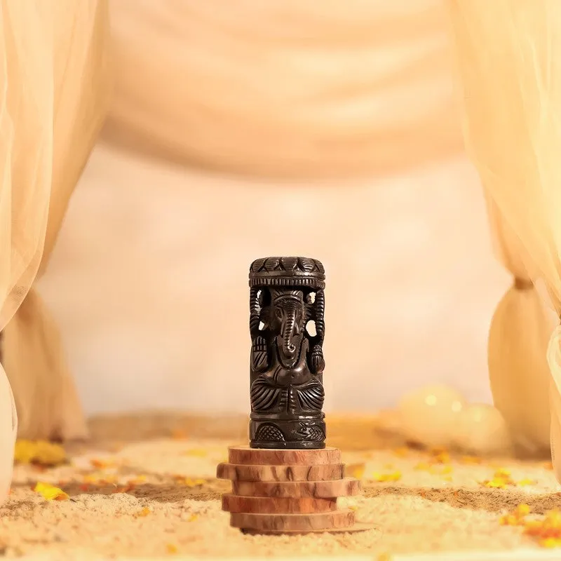 Sri Ganesh Devotional Ebony Wood Idol media 3
