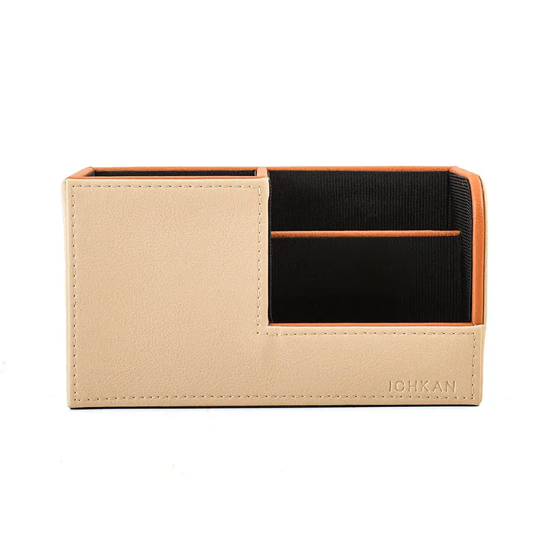 Tisca Faux Leather Desk Organizer - Beige media 4
