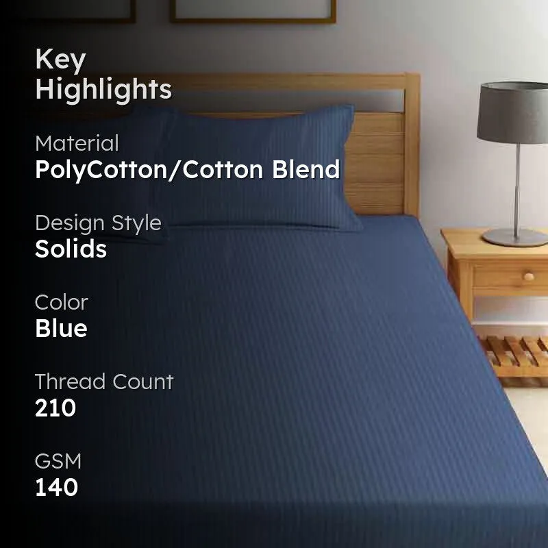 Striped Wonder Bedsheet (Dark Blue) - 140 GSM media 2