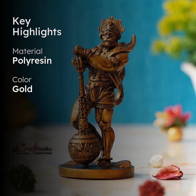 Standing Lord Hanuman Idol - Gold media 2