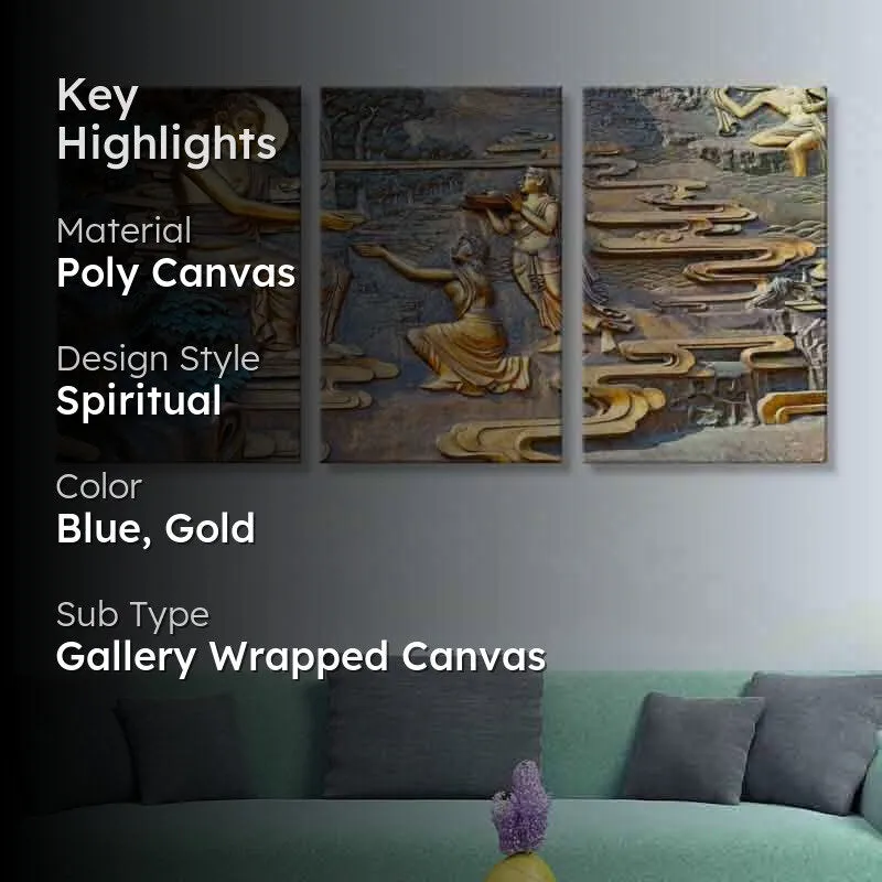 Buddha Blessings Poly Canvas Wall Art - Three Piece Set media 2