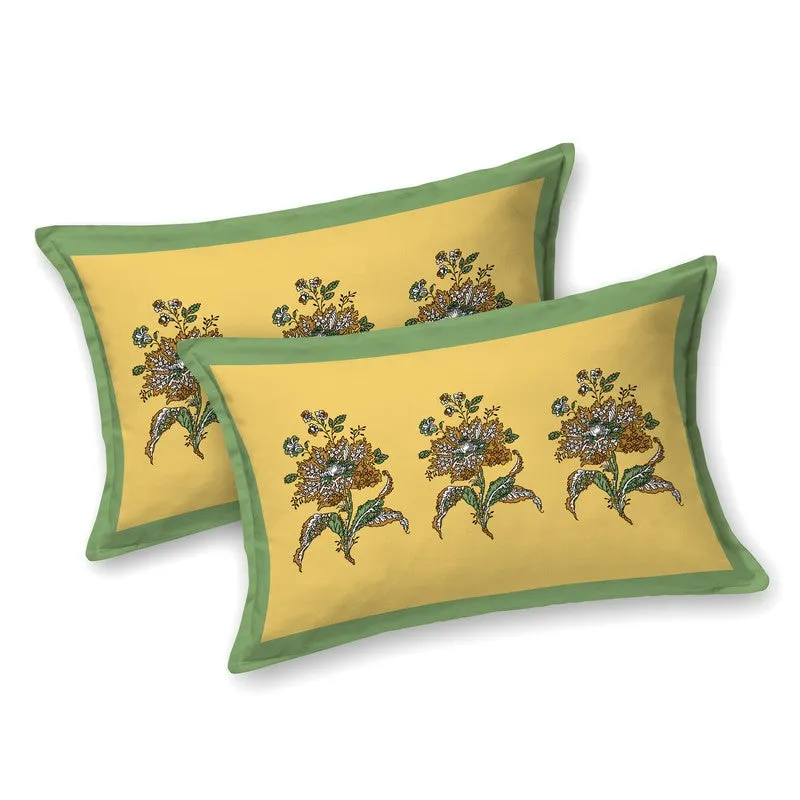 Rang Grace Cotton Bedsheet (Yellow,Green) - 120 TC media 4