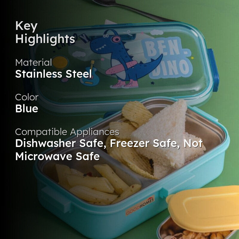 Dino Star Kids Lunch Box With Container & Spoon - 700 ML media 2