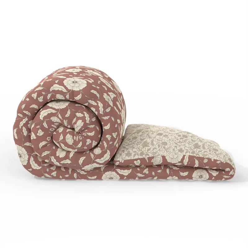 Lathika Floral Reversible Microfiber Comforter (Brown) - 120 GSM media 5