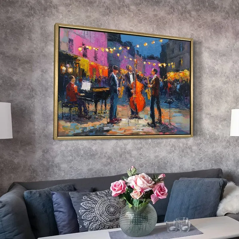 Lanterns & Jazz Canvas Wall Painting With Frame media 6