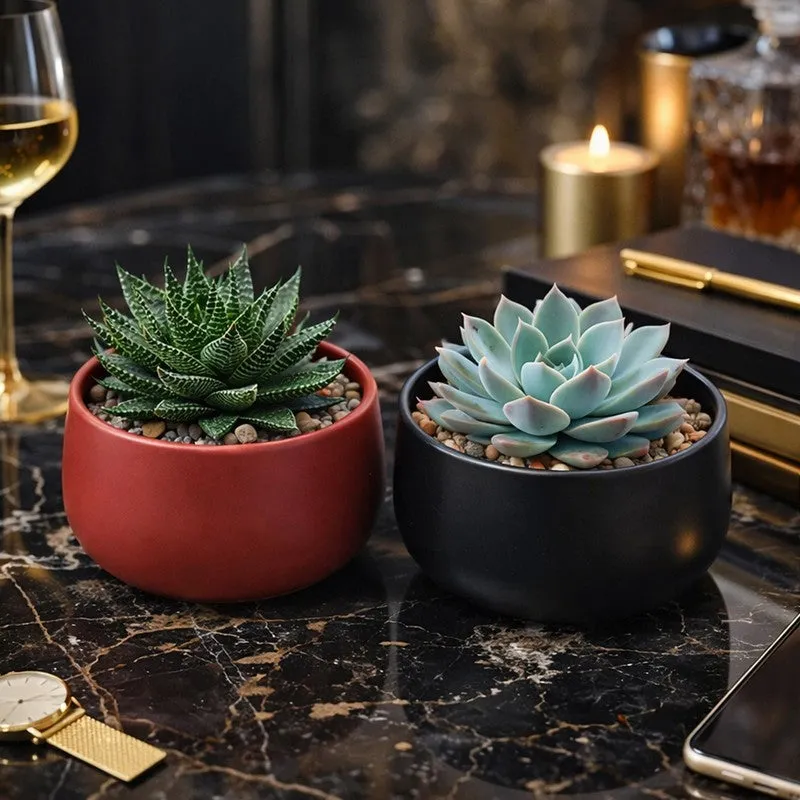 MinimalAura Pots & Planters (Red, Black) - Set of Two media 5