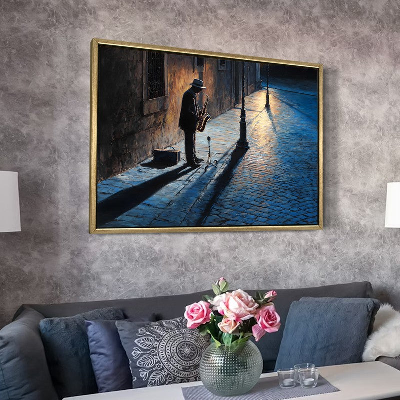 Nightfall Jazz Canvas Wall Painting With Frame media 6