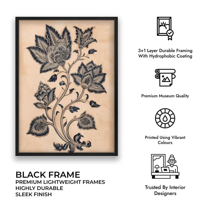 Pallavi Floral Line Art Canvas Wall Painting With Black Frame media 10