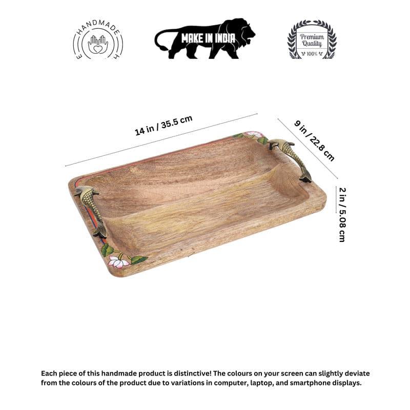 Pichwai Mango Wood Tray media 5
