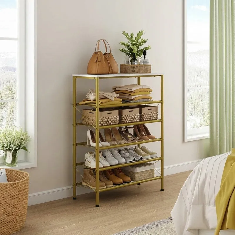 Stable Metal Shoe Rack - Gold media 1